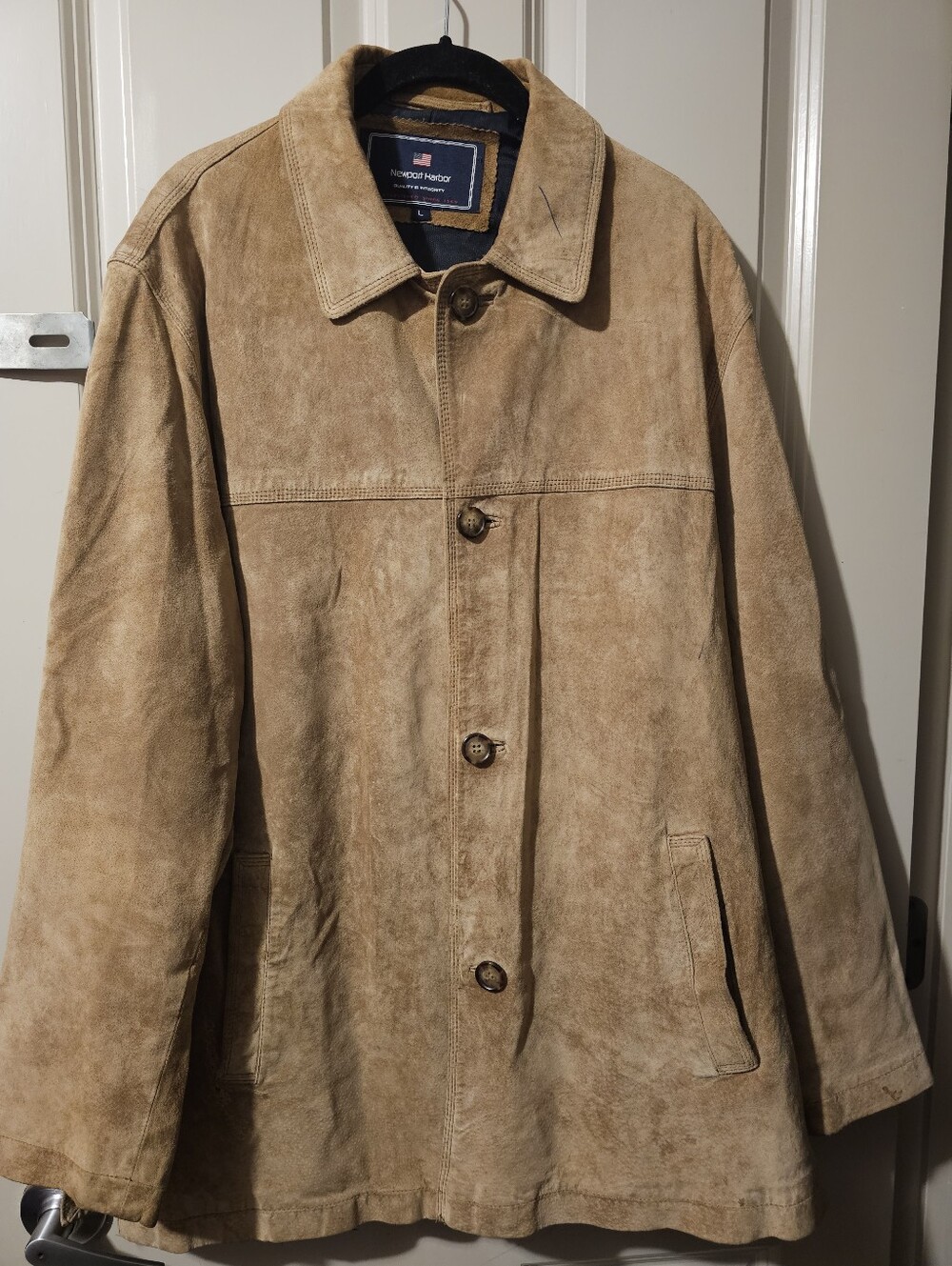 Vintage-Inspired Suede Trench Coat - Tan - Newport Harbor Sz L